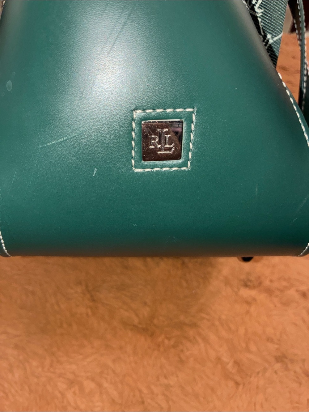 Ralph Lauren Dark Green All-Over RL Logo Tote - Picture 12 of 16